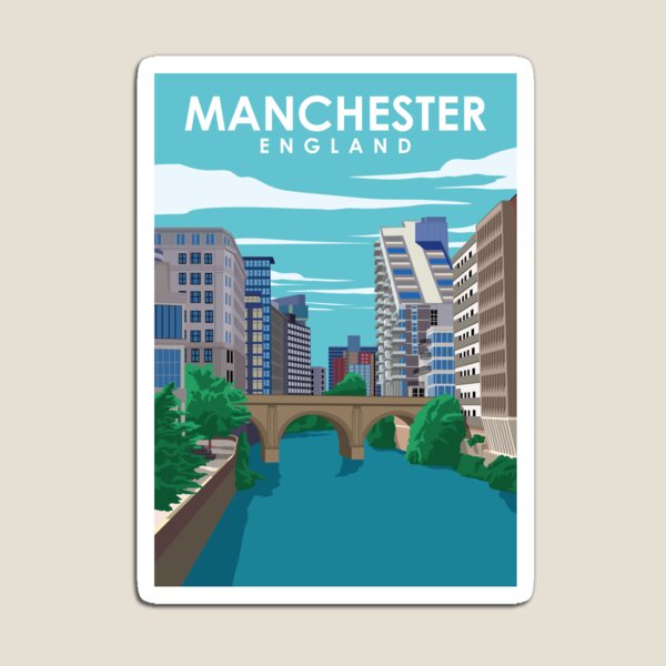 Manchester England Vintage Minimal Retro Travel Poster